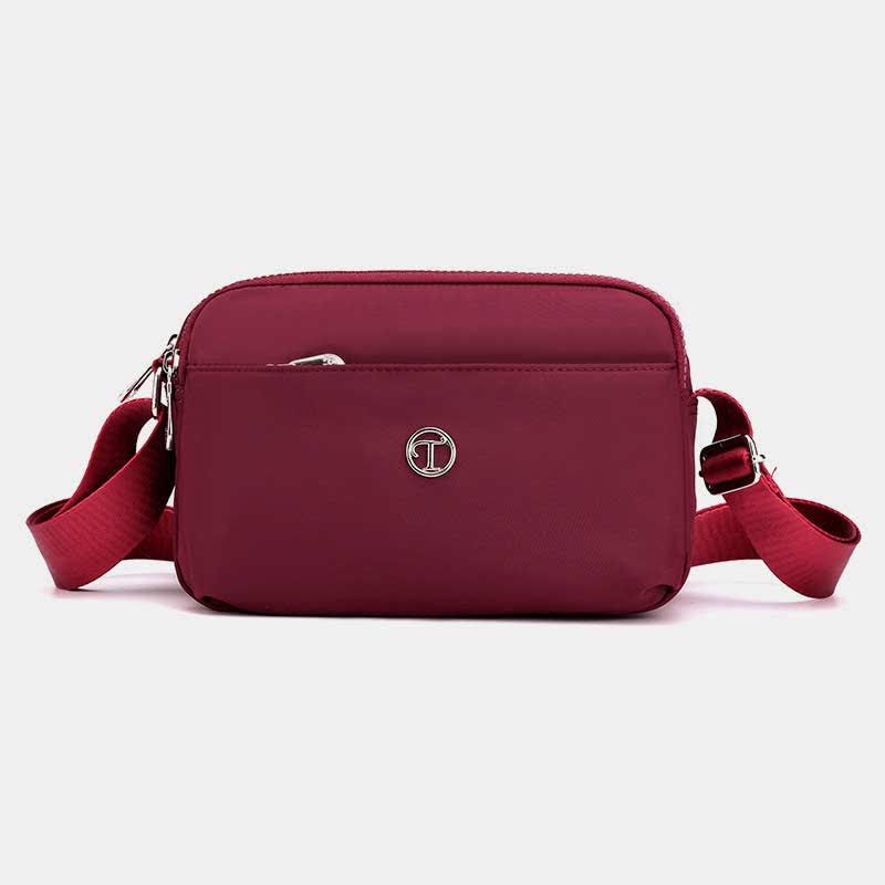 Kleine Umhängetasche mit dreifachem Reißverschluss für Damen, leichte, lässige Schultertasche