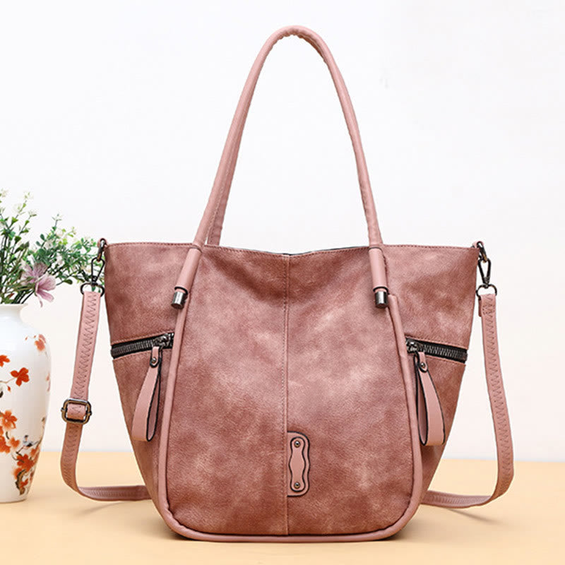 Tragetasche für Damen, Vintage, große Kapazität, Handtasche aus PU-Leder
