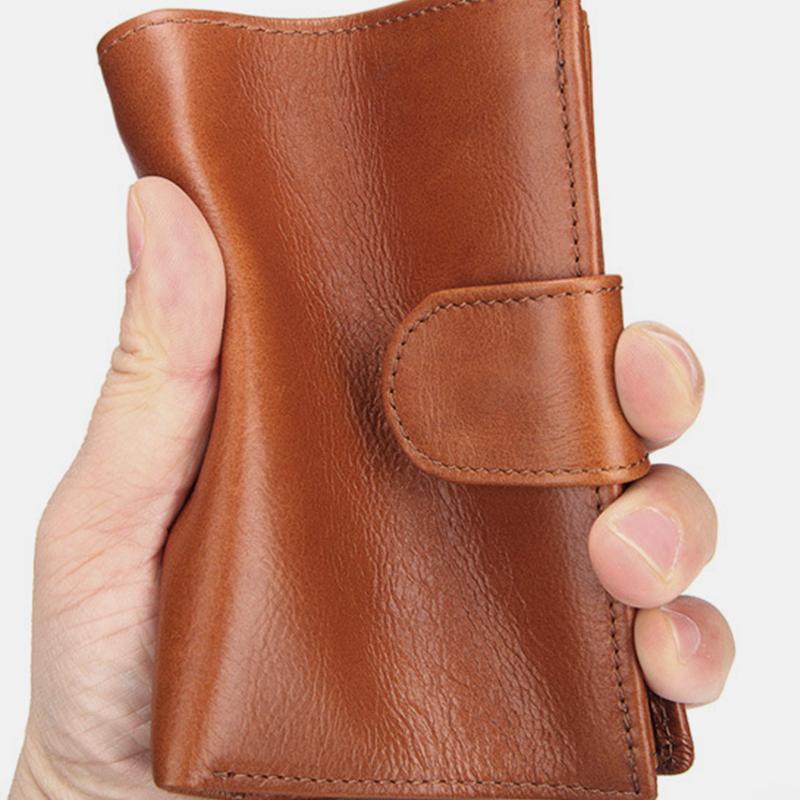 Dreifach gefaltete Vintage-Geldbörse aus echtem Leder mit mehreren Fächern