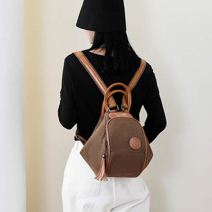 Multifunktionaler Damen-Rucksack mit Quastendekor, tragendem Canvas, Reise-Tagesrucksack