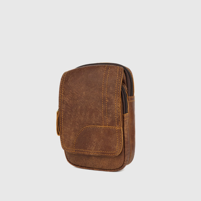 Gürteltasche für Herren, für den täglichen Gebrauch im Freien, Retro-Gürtelschlaufen aus echtem Leder
