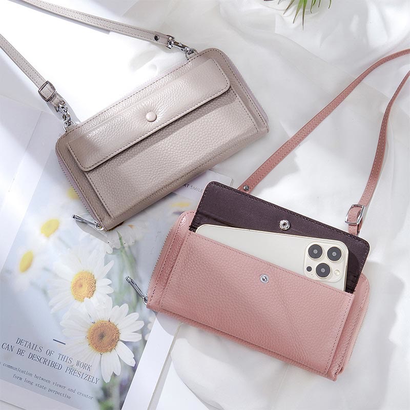 Echtes Leder Touchscreen Telefon Tasche Brieftasche Umhängetasche