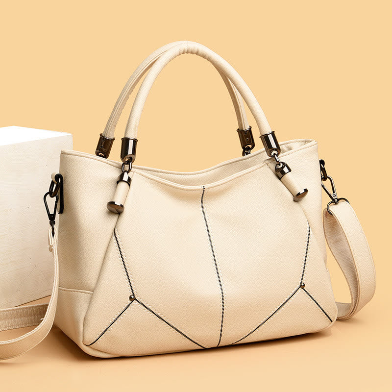 Weiche Lederhandtasche für Damen, verstellbarer breiter Riemen, minimalistische Umhängetasche