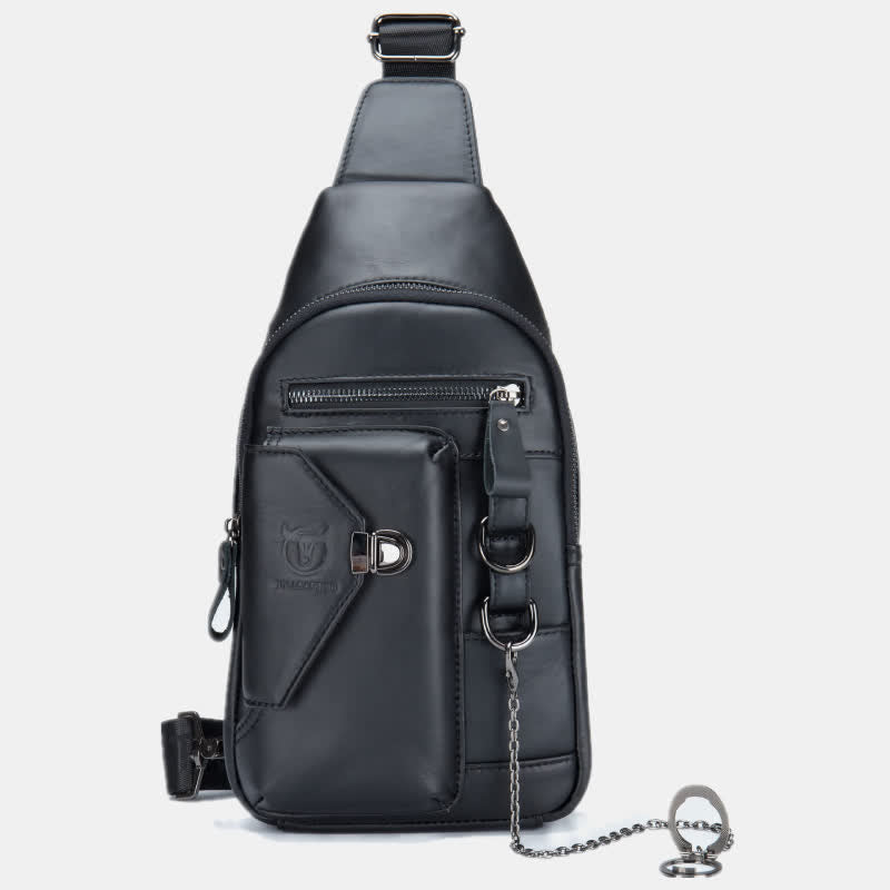 Schultertasche für Herren, weiche Interlock-Brusttasche aus Rindsleder