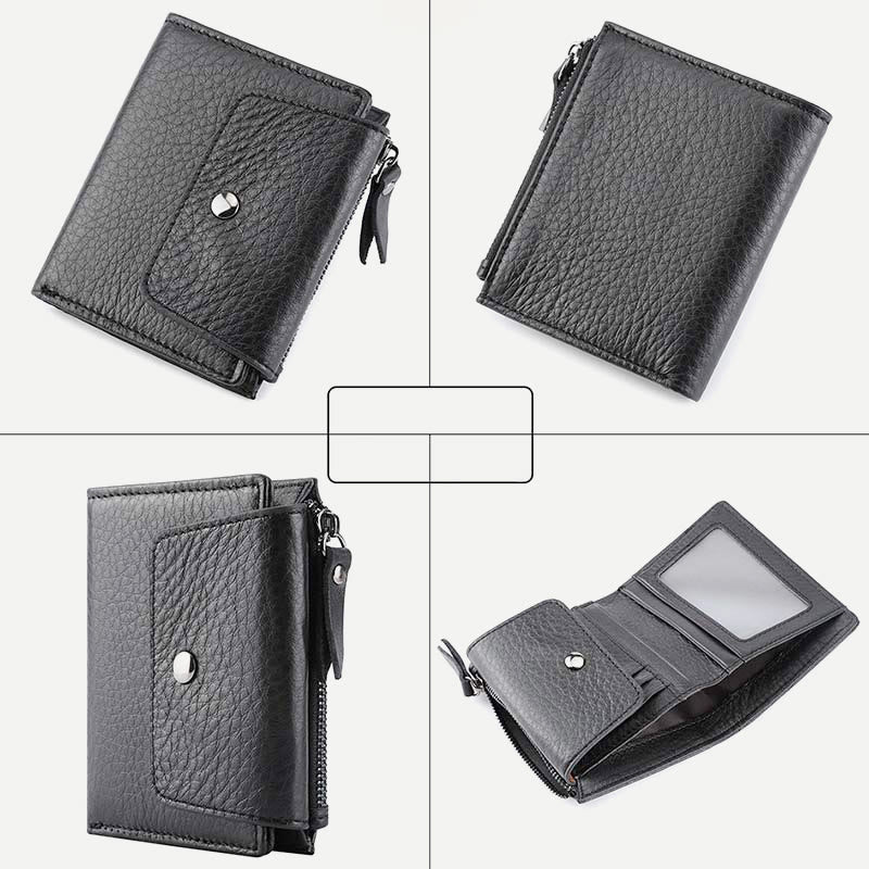 Geldbörse Herren RFID Vintage Doppelt gefaltet Ölwachs Leder Geldbörse