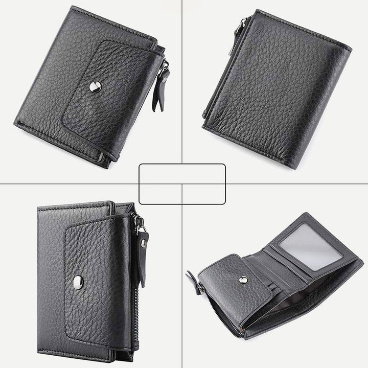 Geldbörse Herren RFID Vintage Doppelt gefaltet Ölwachs Leder Geldbörse