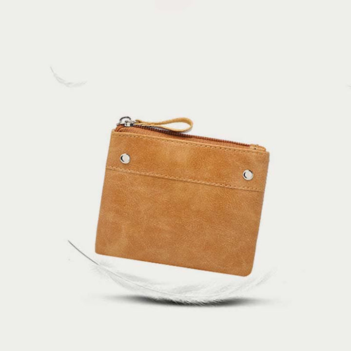 Retro-Münzbeutel aus Leder, Wechselgeldhalter für Damen, Mini-Geldbörse mit Reißverschluss