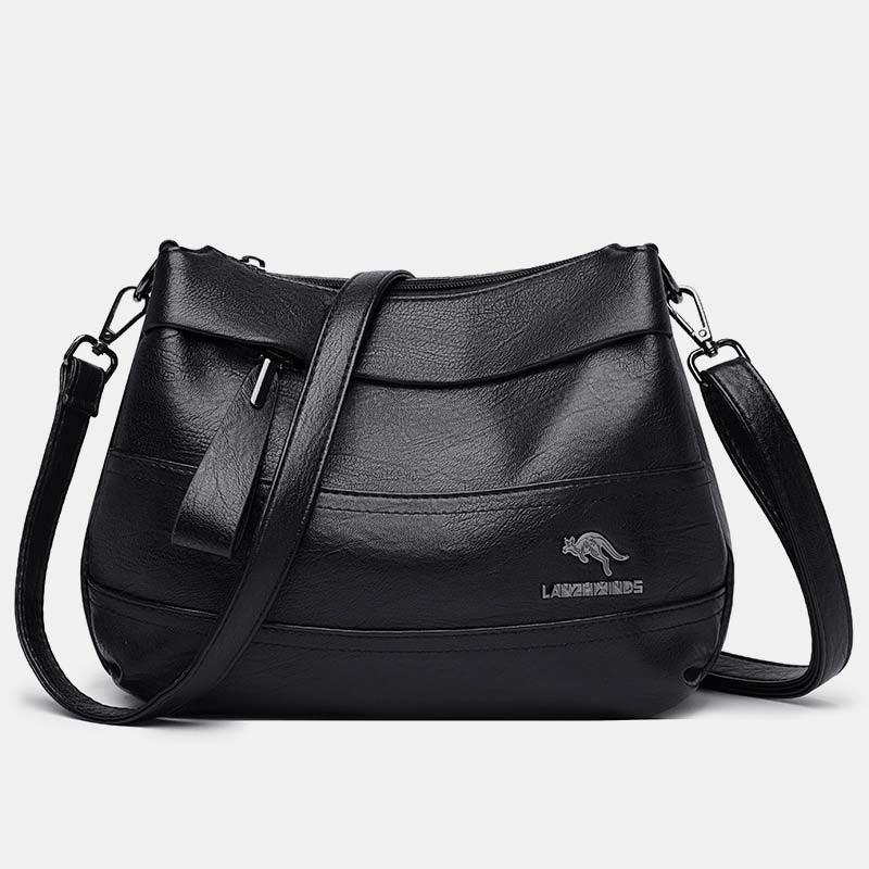 Handtasche aus Leder mit drei Fächern, kleine, lässige Umhängetasche