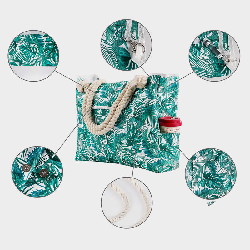 Sommer-Strandtasche für Damen, bedruckte Canvas-Handtasche mit großer Kapazität