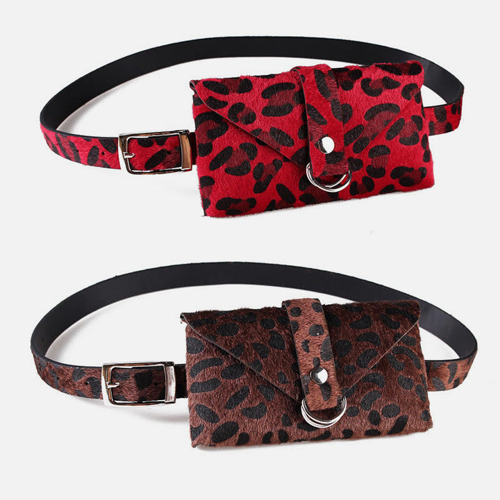 Leopardenmuster-Hüfttasche für Damen, Gürteltasche aus künstlichem Pferdehaar