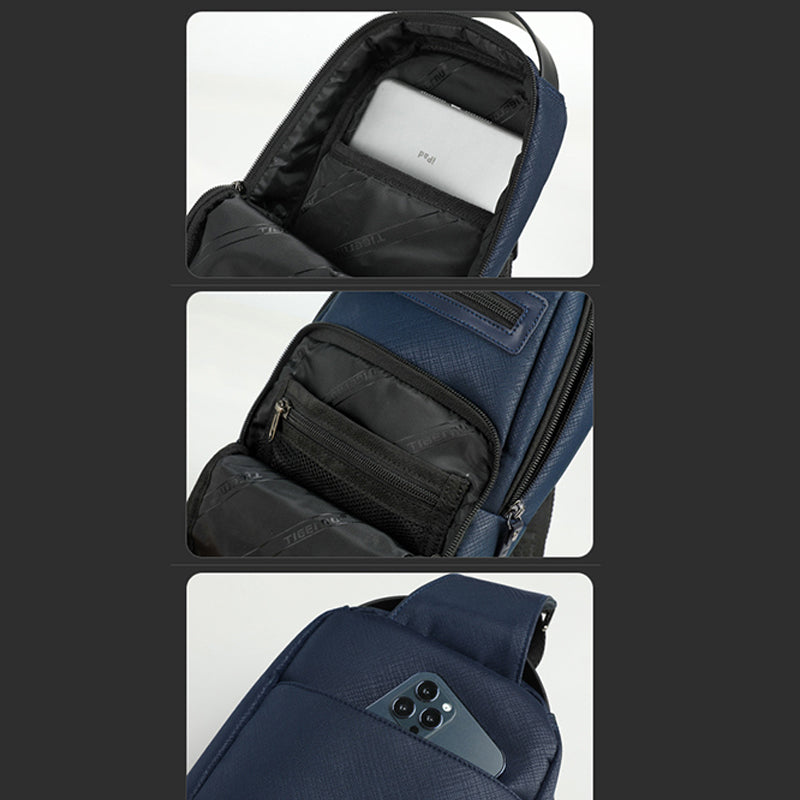 Wasserdichte, langlebige Schultertasche mit Reißverschluss und mehreren Taschen, großes Fassungsvermögen
