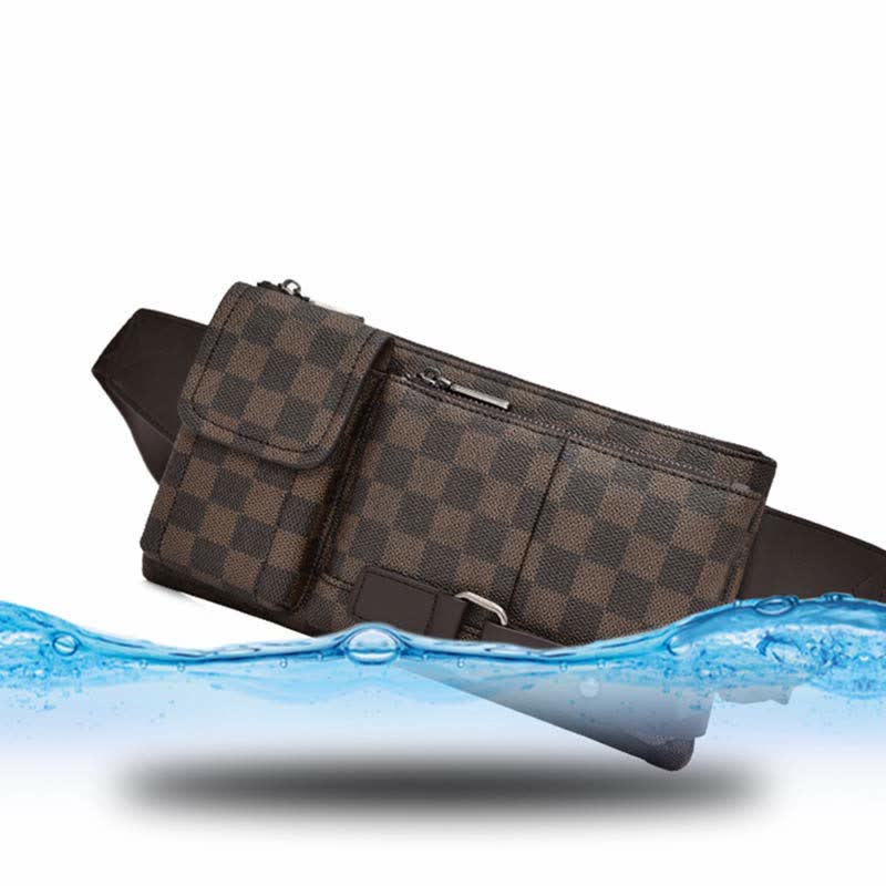 Gürteltasche für Herren, Leder, kariert, Reise-Umhängetasche, Brusttasche