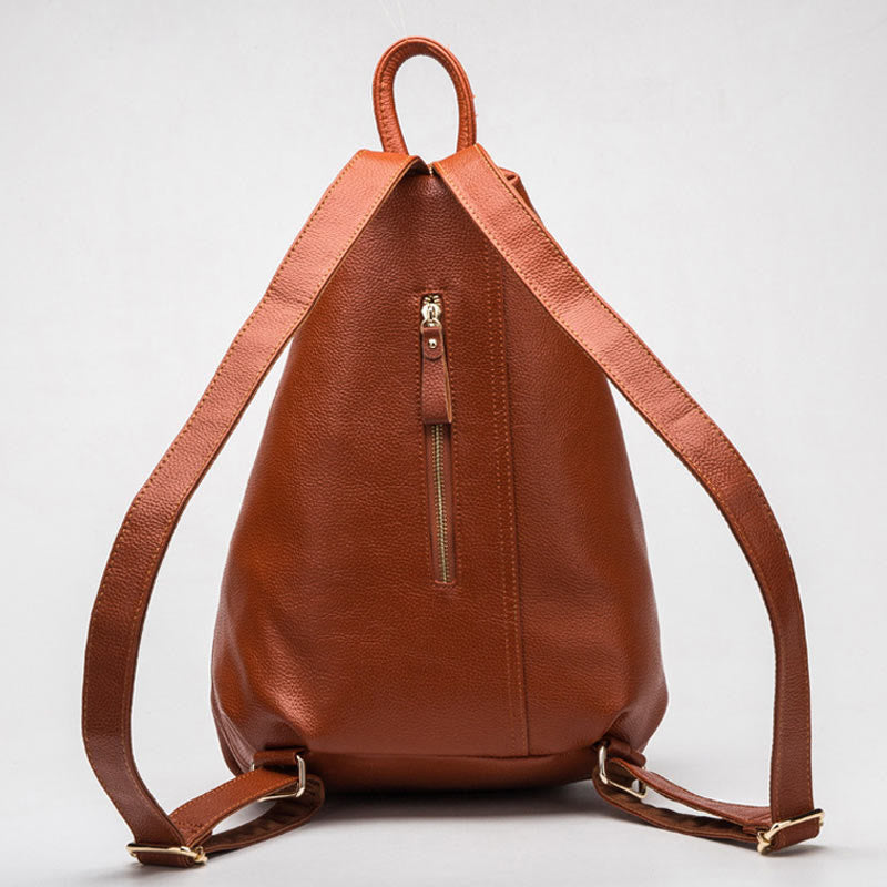 Einfarbiger Lederrucksack für Damen und Jugendliche