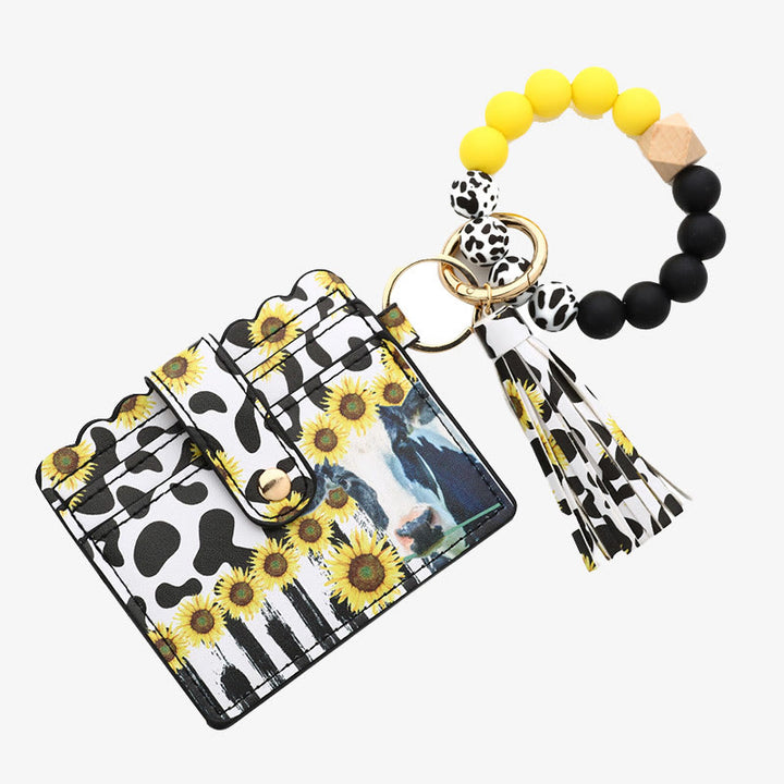 Western-Kartenhalter, Silikon-Perlenarmband, Quaste, Geldbörse für Damen