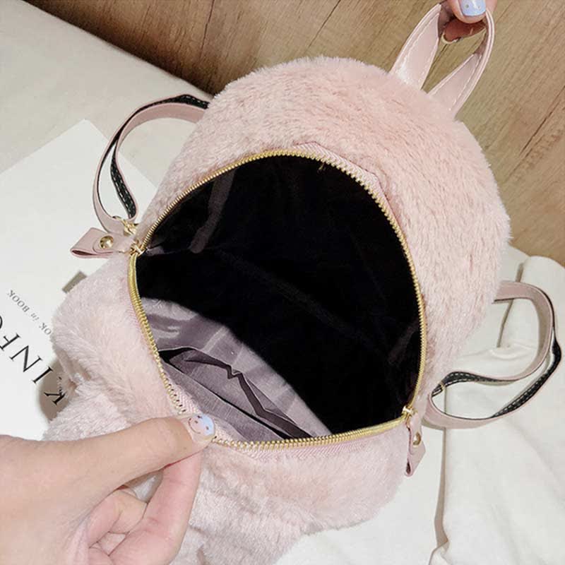 Süßer Plüsch-Rucksack, Tagesrucksack für Frauen und Mädchen mit Hasenohren