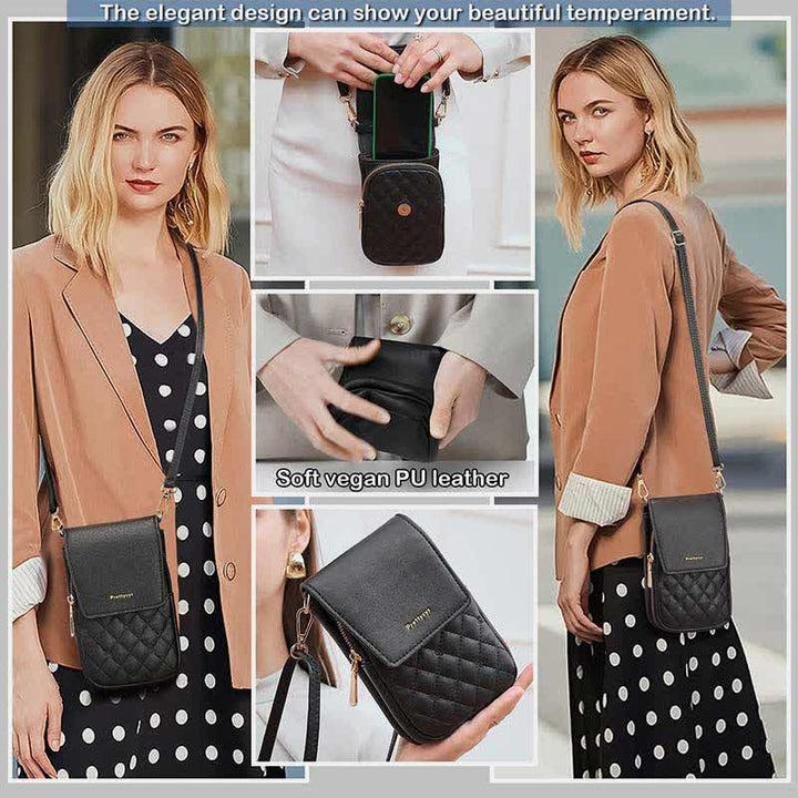 Kleine Umhängetasche für Damen, Handy-Geldbörse, Brieftasche aus Leder, Schultertasche