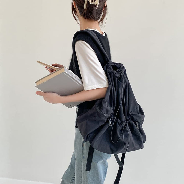Rucksack für Damen, Nylon, Kordelzug, leicht, lässig, Reisetasche