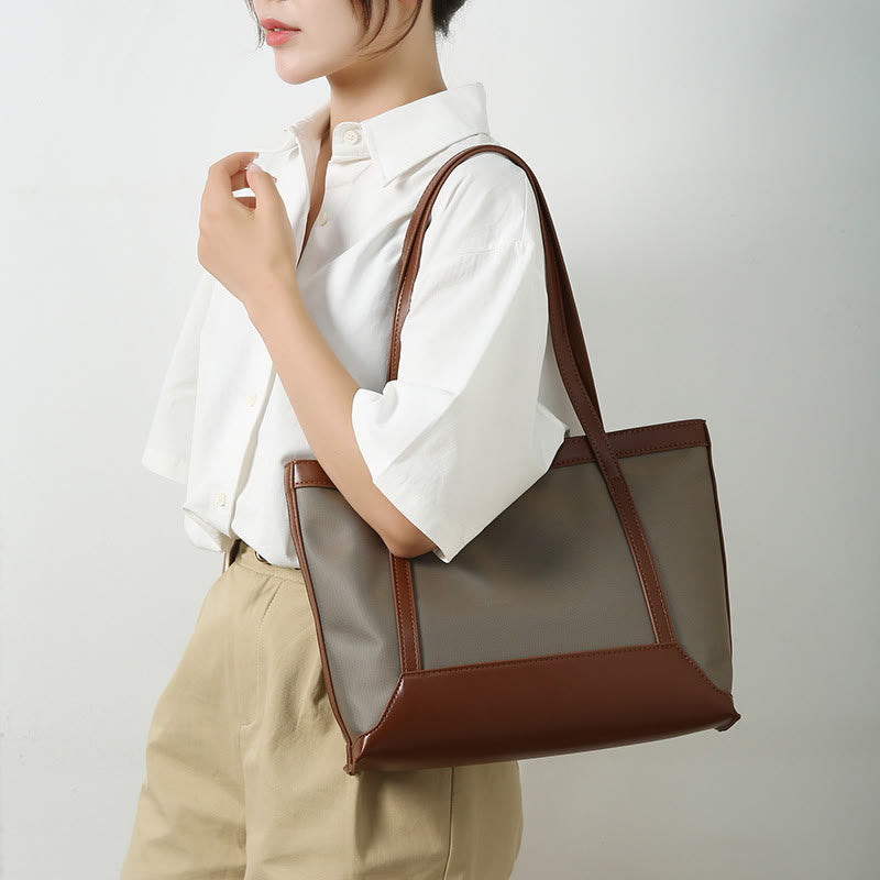 Große Tragetasche, robuste Schulterhandtasche aus PU-Leder