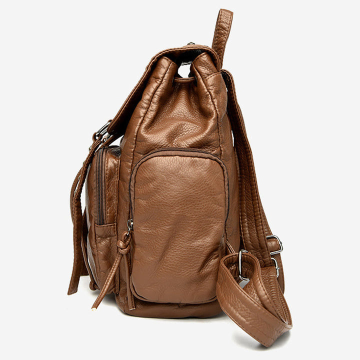Nietenrucksack für Damen, Reiserucksack aus weichem, schlichtem Leder