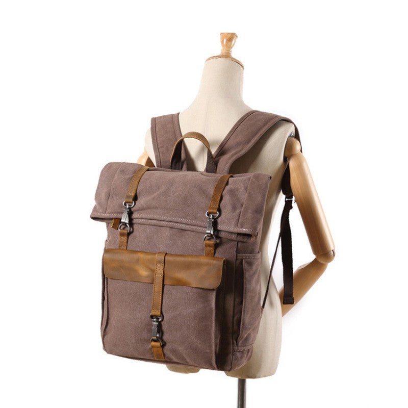 Unisex Canvas Leder Wandern Reise Rucksack Rucksack Schultasche Daypack