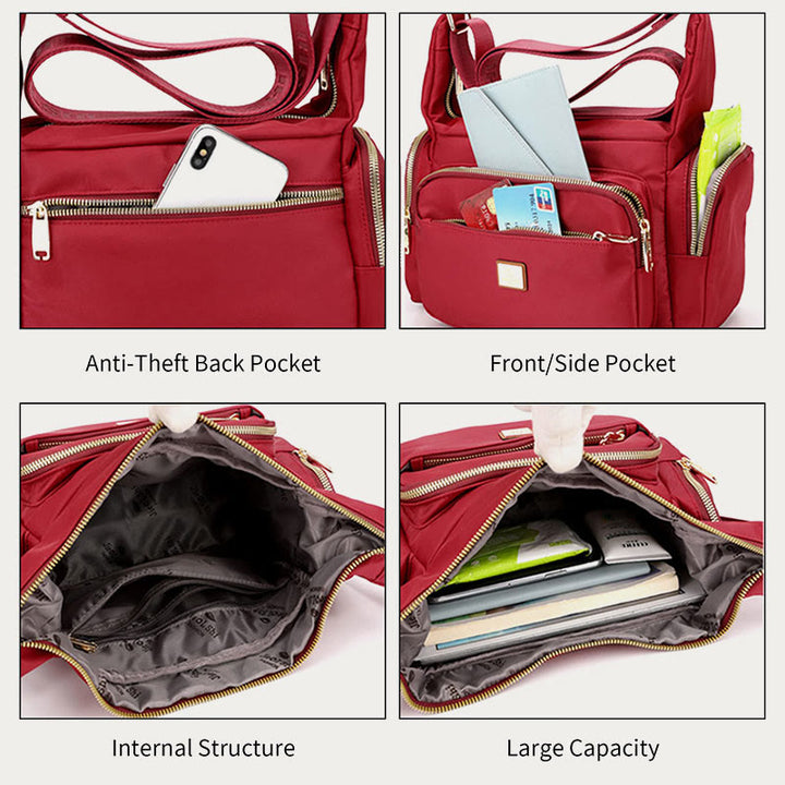 Umhängetasche aus Nylon für Damen, für das tägliche Outfit, mehrere Taschen, Geldbörse