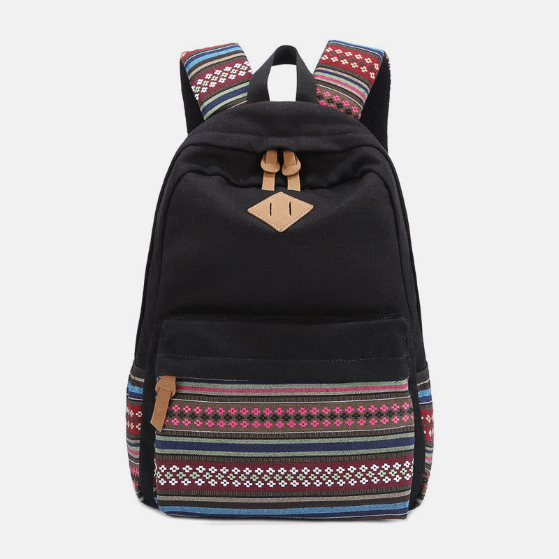 Rucksack für Frauen Bunter Streifen Benutzerdefinierter Canvas Student Sport Daypack