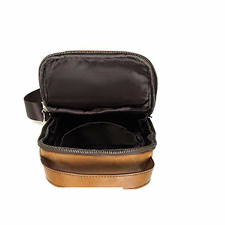 Herren Umhängetasche aus Leder, Schultertasche, Outdoor-Reisetasche, Brusttasche, Daypack
