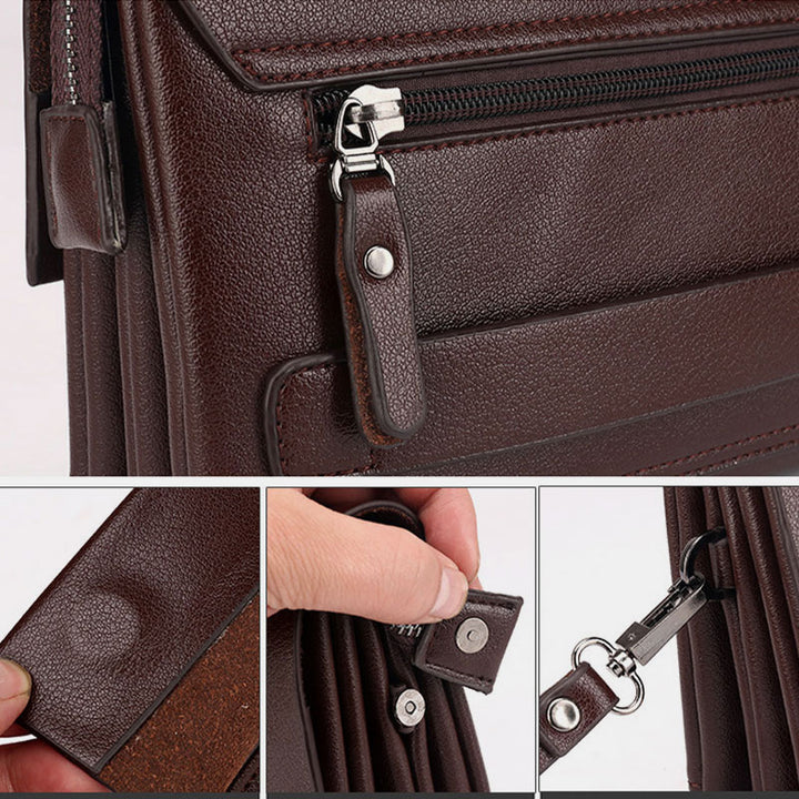 Leder-Clutch für Herren mit drei Fächern, Organizer, Handgelenktasche, Geldbörse