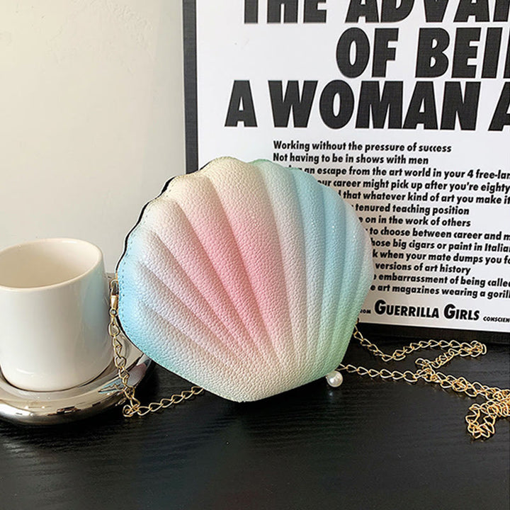Umhängetasche für Damen mit Muschelmuster und Lederstruktur