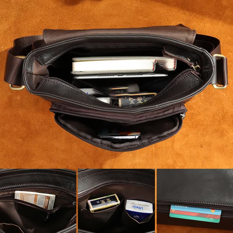 Herren Umhängetasche Echtes Leder Kleine Messenger Bag Crossbody Bag