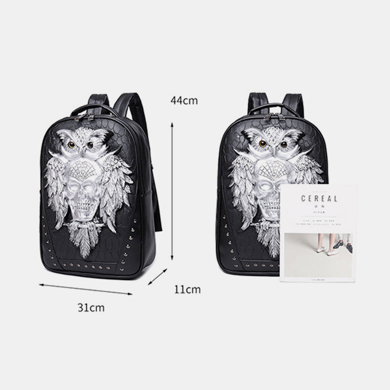 3D Tiere Eule Laptop Rucksack Designer wasserdicht College Schule Büchertasche