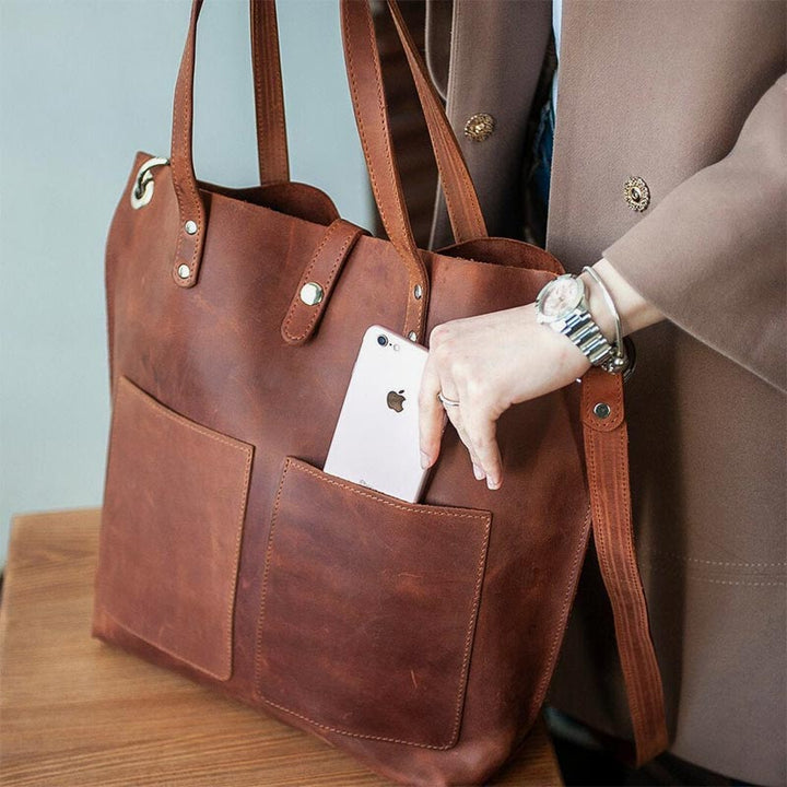 Vintage Ölwachs Leder Crossbody Schultertasche Arbeit Totes für Frauen Geldbörse Handtasche