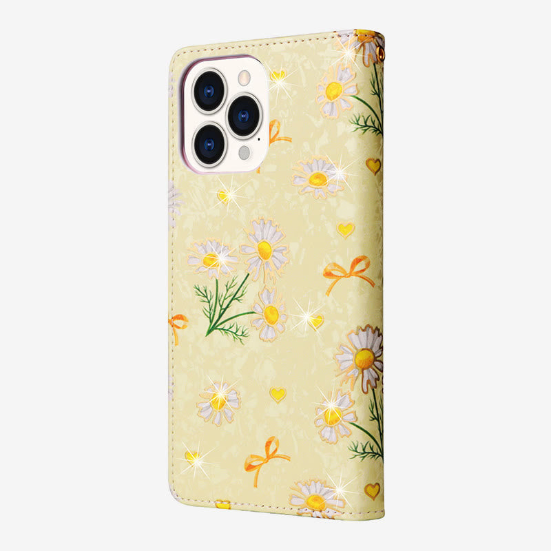 Bunte Blumen-Telefon-Kasten für Iphone Leder Clamshell Telefon Tasche