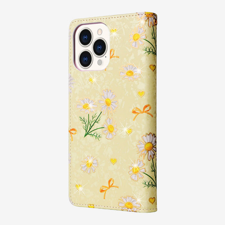 Bunte Blumen-Telefon-Kasten für Iphone Leder Clamshell Telefon Tasche