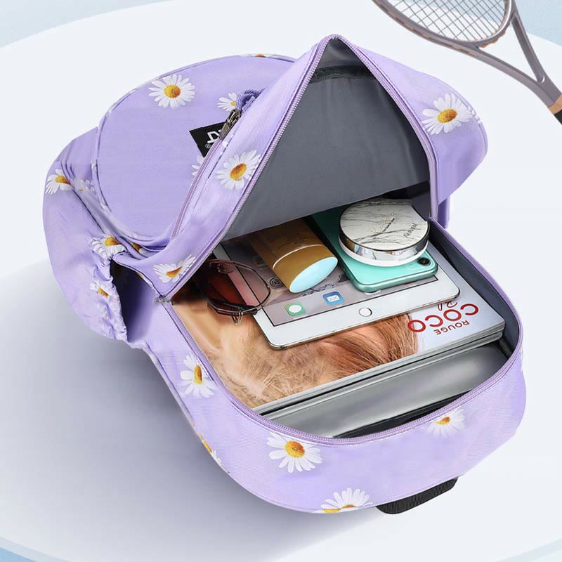 Badminton-Rucksack für Teenager mit Blumendruck, Sportschlägertasche