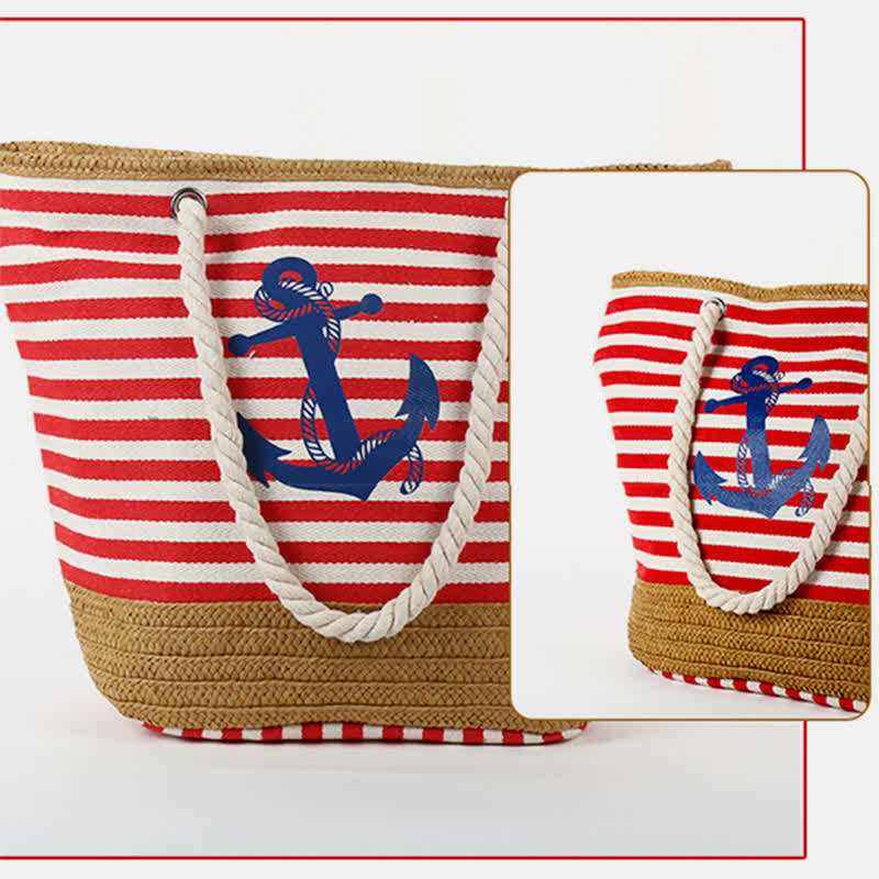 Tragetasche für Damen, großes Fassungsvermögen, gestreift, Strandtasche, Umhängetasche