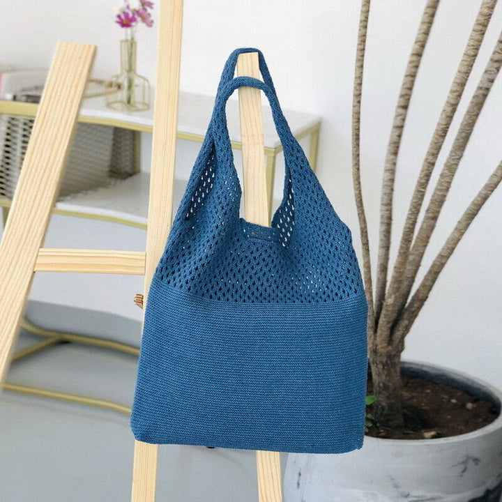 Einkaufstasche für Frauen im ethnischen Stil aus Wolle gestrickte Schultertasche