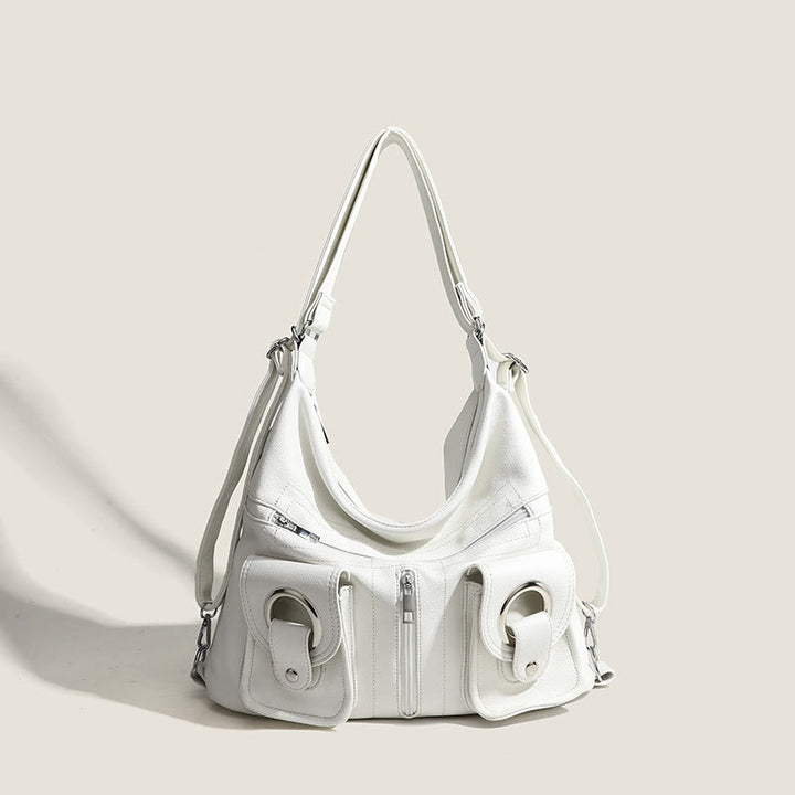 Umwandelbarer Rucksack aus weichem Leder mit zwei Fächern für Damen
