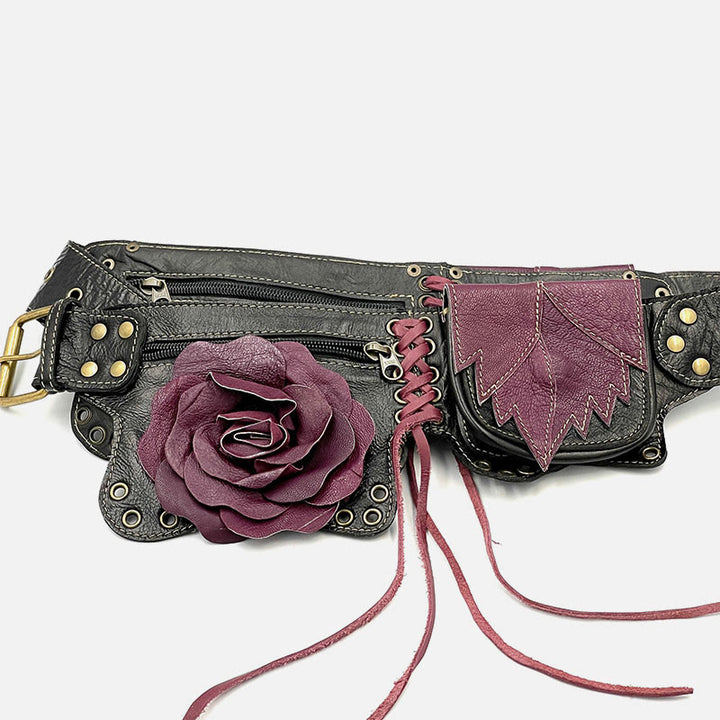 Rose Hüfttasche für Damen Outdoor Leder Gürteltasche