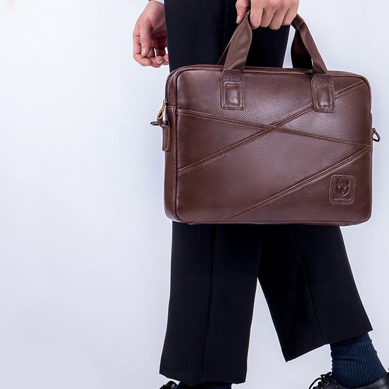 Aktentasche für Herren, Business, einfarbig, Umhängetasche aus echtem Leder