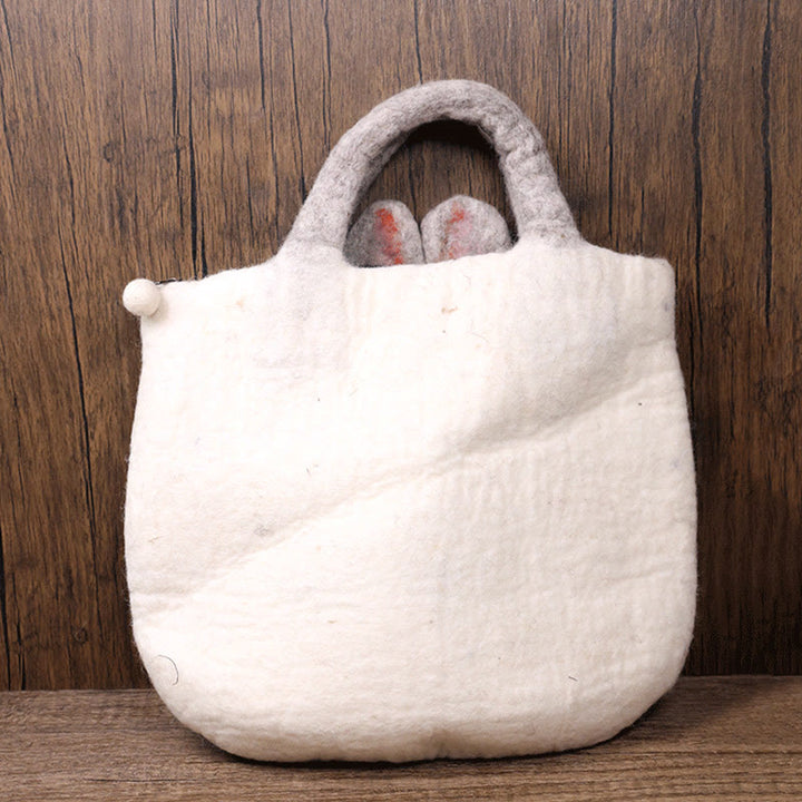 Handgemachte Tasche Wollfilz Handtasche Große Hasengesicht Tote