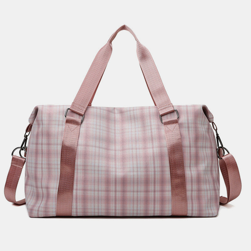Große Kapazität, wasserdicht, kariert, lässig, Fitness-Reise-Handtasche