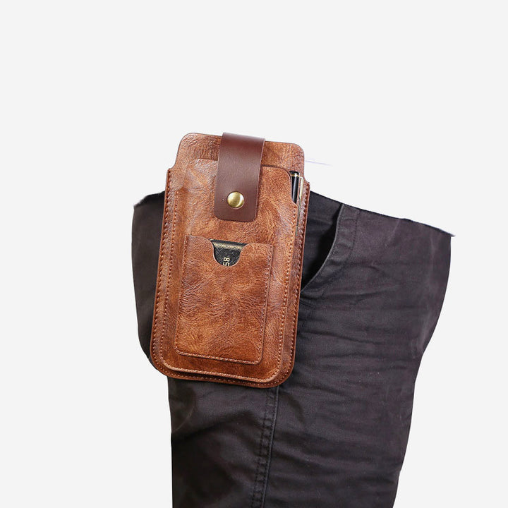 Retro Herren EDC Handytasche aus echtem Leder