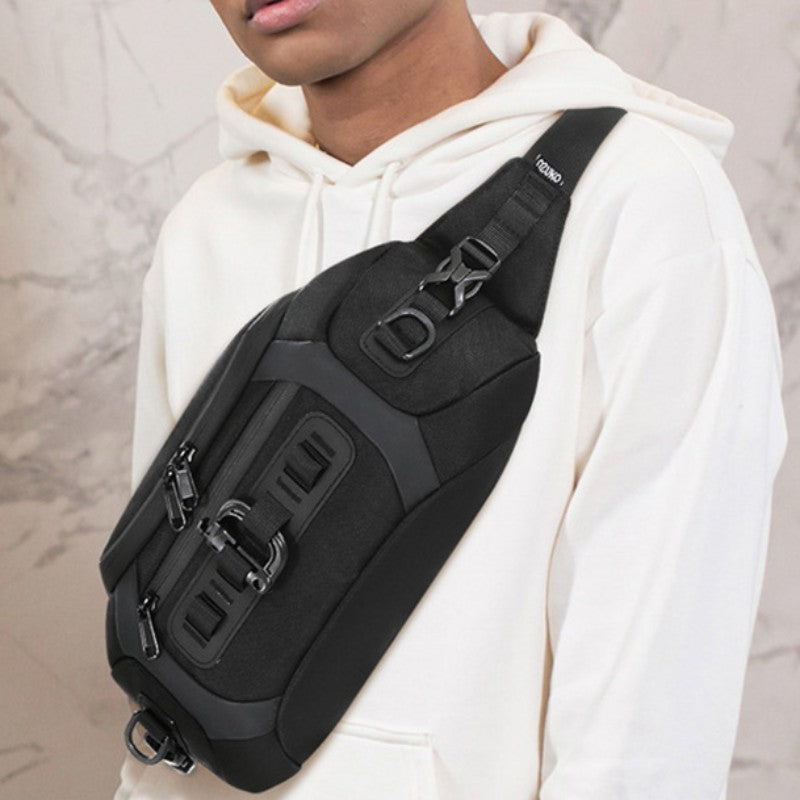 Multifunktionale Umhängetasche, Hüfttasche für Herren, Brusttasche mit mehreren Taschen
