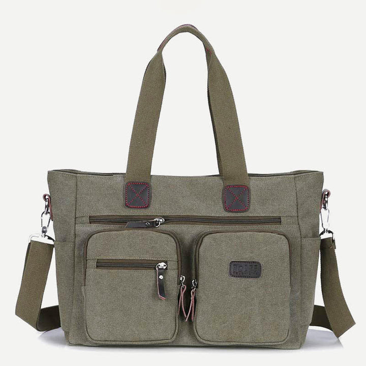Tragetasche mit mehreren Taschen für Damen und Herren, Retro-Laptoptasche aus Segeltuch