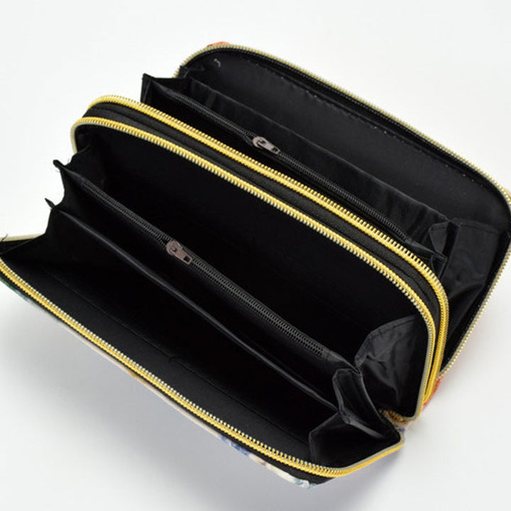 Vintage National Pfau Stickerei Lange Brieftasche Clutch