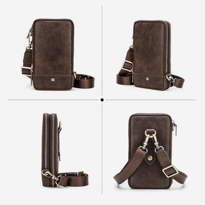 Multifunktionale Vintage-Tasche aus echtem Leder mit großem Fassungsvermögen und Schultergurt 