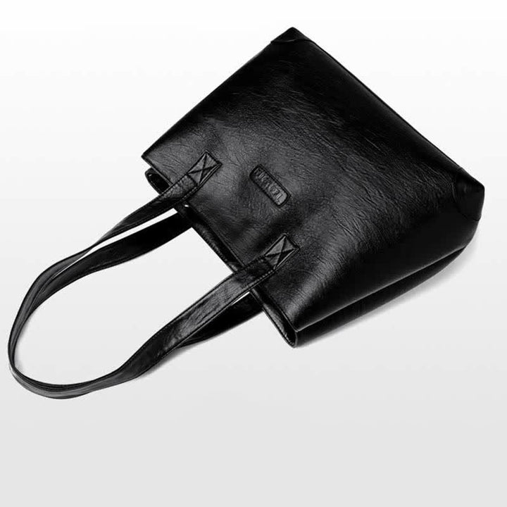 Damen Handtasche aus weichem Kunstleder mit zwei Fächern, Schultertasche