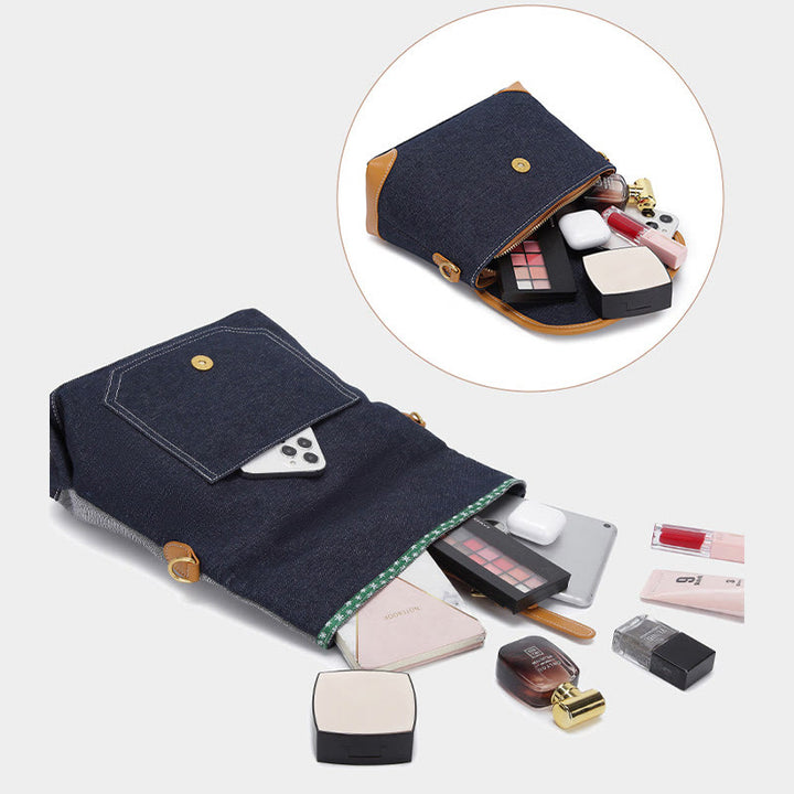 Damen 2-teiliges Denim-Handtaschen-Set, modisches Umhängetaschen-Set