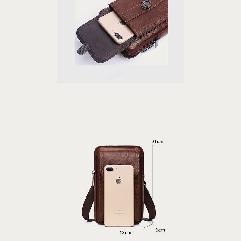 Kleine Umhängetasche für Herren, Business-Tasche aus echtem Leder, tragbar